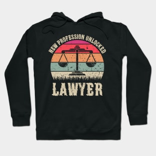 Vintage New Profession Unlocked Lawyer Funny Law School Gift Hoodie